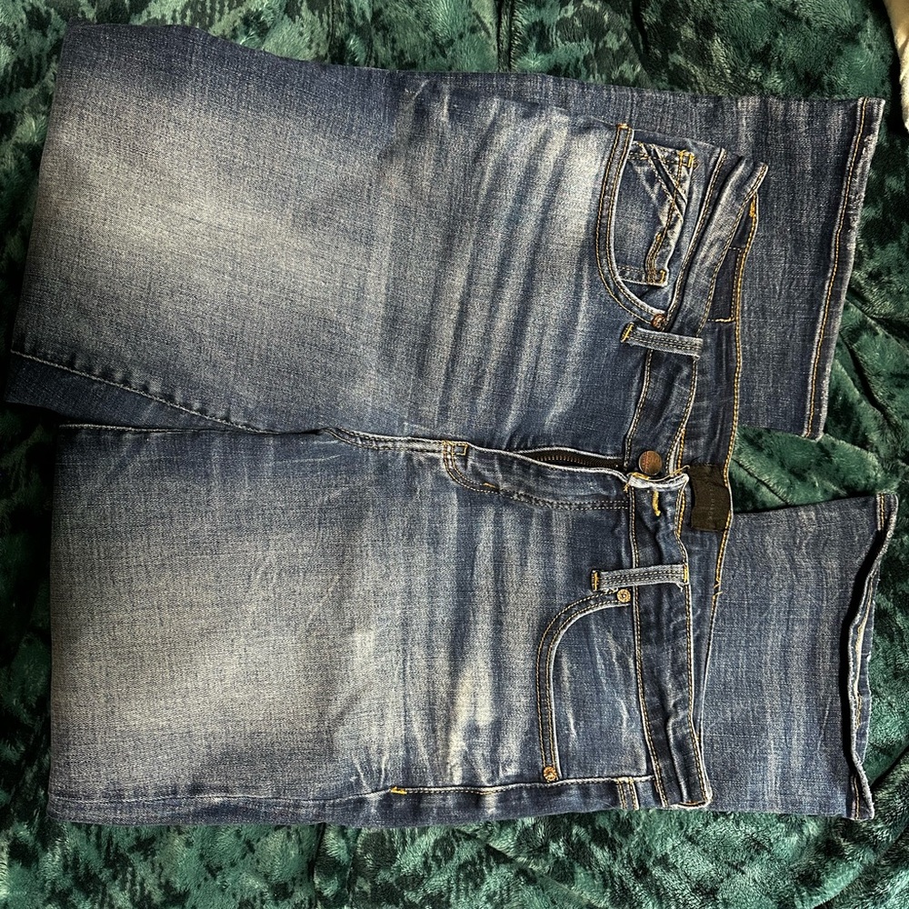 Buckle Blue Boot Cut Jeans with Vintage Wash